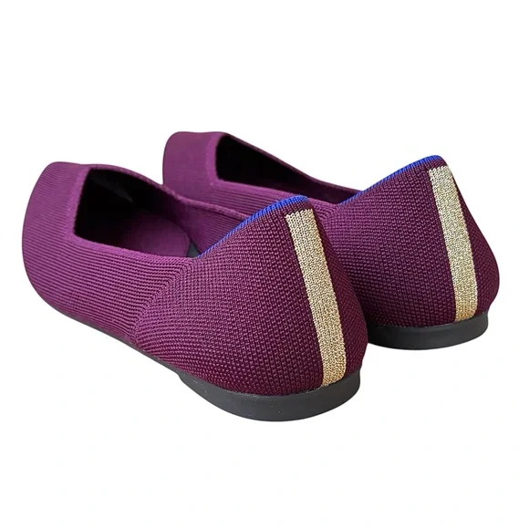 ROTHY’s “The Point II” Maroon & Gold Woven Flats - Picture 11 of 14
